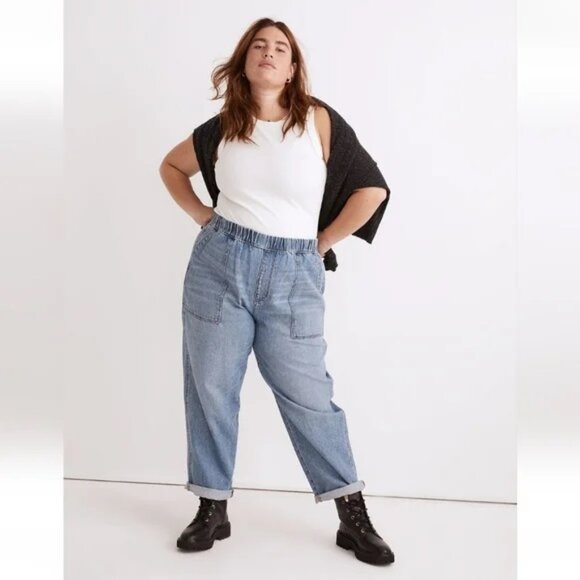 Madewell Pull On Relaxed Jeans In Bellview Wash Size XL - Picture 1 of 10